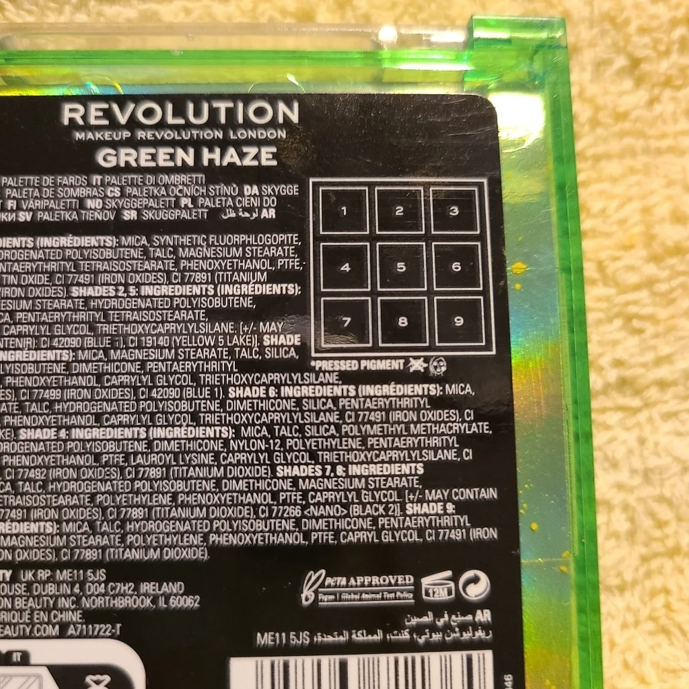 Revolution Ultimate Neons Green Haze Eyeshadows 9 X .02 Oz/.75 G NWOB